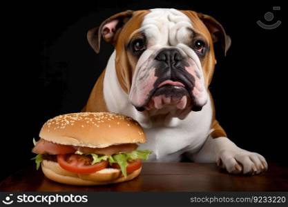 Dog care hamburger meat. Animal face. Generate AI. Dog care hamburger meat. Generate AI
