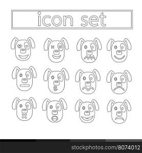 dog emotion icon set illustration design