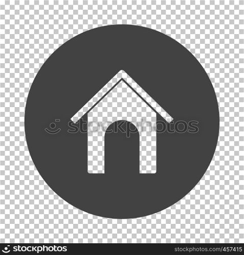 Dog house icon. Subtract stencil design on tranparency grid. Vector illustration.