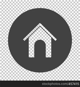 Dog house icon. Subtract stencil design on tranparency grid. Vector illustration.