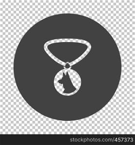 Dog medal icon. Subtract stencil design on tranparency grid. Vector illustration.