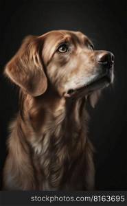 Dog portrait on dark background, AI Generative