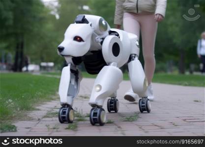 dog robot walking green park generative ai generative ai.