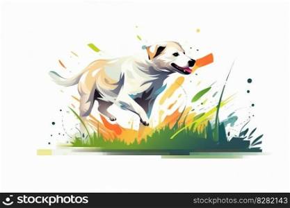Dog run watercolor. Pet animal. Generate Ai. Dog run watercolor. Generate Ai
