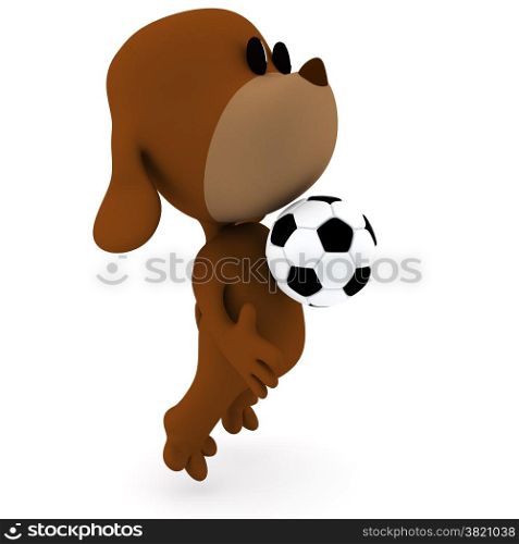 Dog stop the ball with his chest - 3D render