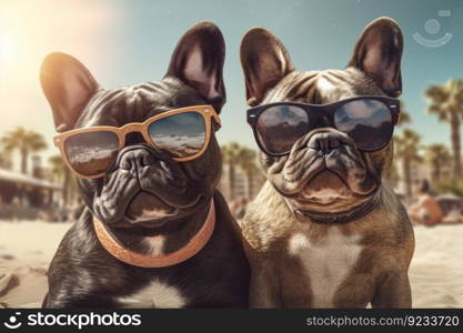 Dog sunglasses selfie travel. Camera down. Generate Ai. Dog sunglasses selfie travel. Generate Ai