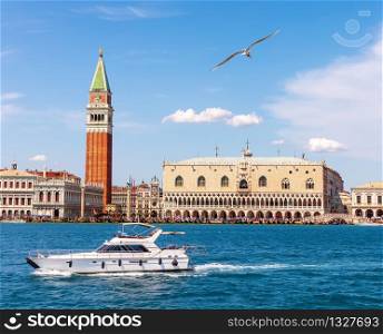 Doge&rsquo;s palace and the Camapanile, Grand canal of Venice, Italy.