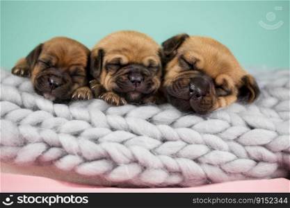 Dogs on a s≤eps on a blanket