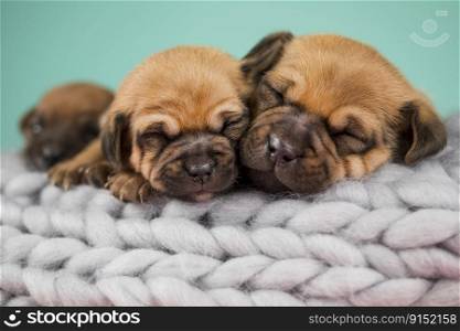Dogs on a sleeps on a blanket