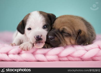 Dogs on a sleeps on a blanket