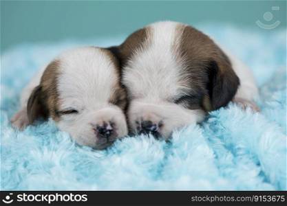 Dogs on a sleeps on a blanket