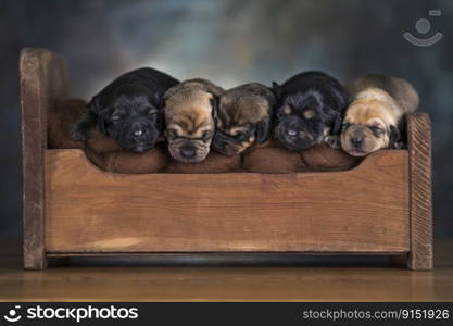 Dogs sleeping at home on the bed 