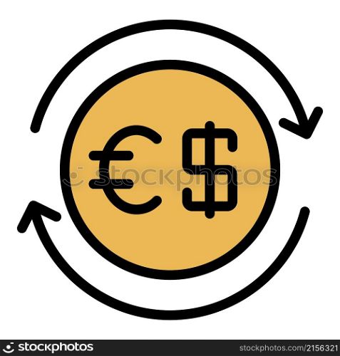 Dollar and euro exchange icon. Outline dollar and euro exchange vector icon color flat isolated. Dollar and euro exchange icon color outline vector