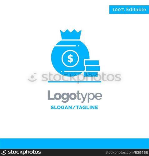 Dollar, Bag, Money, American Blue Solid Logo Template. Place for Tagline