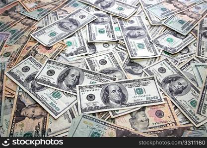 Dollar bank notes many banknotes bills American currency