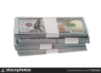 Dollar Bank stack isolated on white background