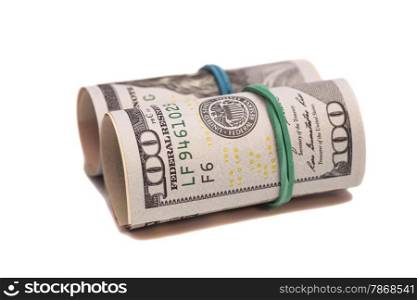 Dollar banknotes roll isolated on white background