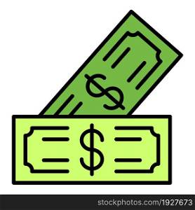 Dollar cash icon. Outline dollar cash vector icon color flat isolated. Dollar cash icon color outline vector