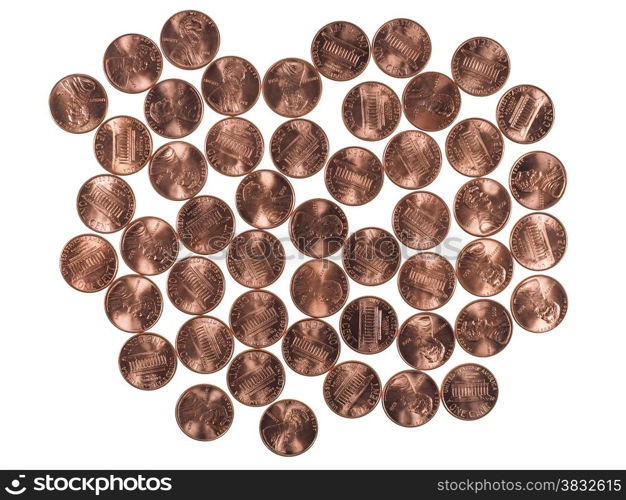 Dollar coins 1 cent wheat penny cent. Dollar coins 1 cent wheat penny cent currency of the United States isolated over white background