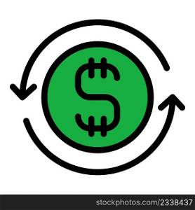 Dollar currency icon. Outline dollar currency vector icon color flat isolated. Dollar currency icon color outline vector
