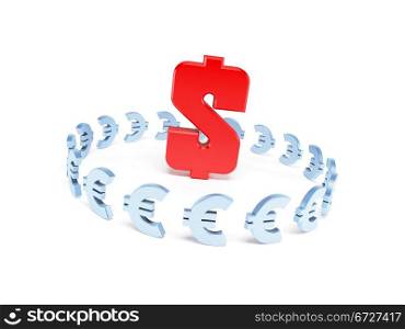 dollar domination over euro, 3d illustration