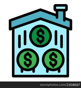 Dollar house icon. Outline dollar house vector icon color flat isolated. Dollar house icon color outline vector