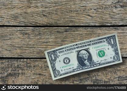 Dollar money on wooden background texture design pattern