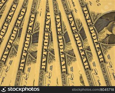 Dollar notes 1 Dollar - vintage. Dollar banknotes 1 Dollar currency of the United States useful as a background - vintage sepia look
