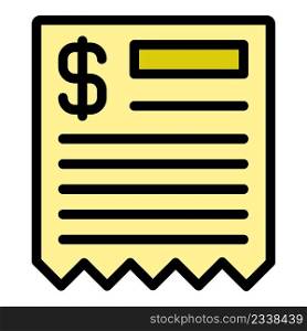 Dollar paper icon. Outline dollar paper vector icon color flat isolated. Dollar paper icon color outline vector