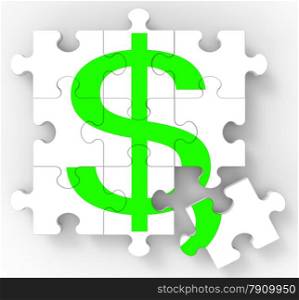 . Dollar Puzzle Showing American Investments And Earnings