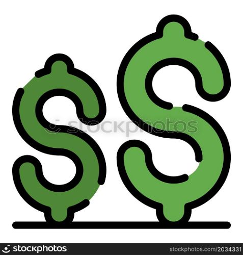 Dollar sign icon. Outline dollar sign vector icon color flat isolated. Dollar sign icon color outline vector