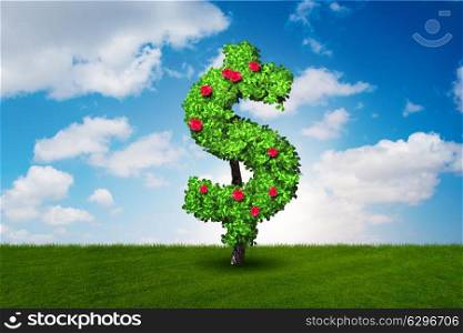 Dollar sign in sustainable investment concept. Ecology and green environment concept - 3D rendering