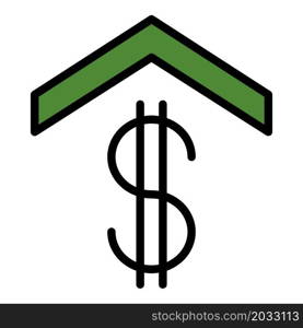 Dollar sign under the roof icon. Outline dollar sign under the roof vector icon color flat isolated. Dollar sign under the roof icon color outline vector
