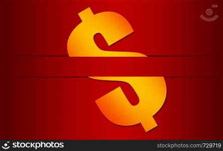 Dollar sign with red background, 3D rendering