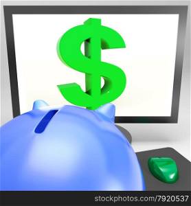 Dollar Symbol On Monitor Showing American Currency And Prosperity