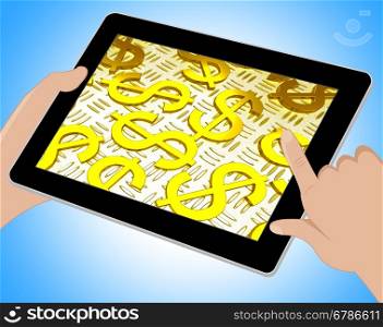 Dollar Symbols Over The Floor Showing American Prosperity And Economy Tablet