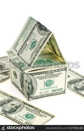 Dollar - the house. An abstract design from dollars in the form of dwelling