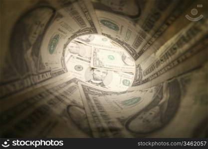 dollar tube look at money background