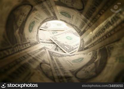 dollar tube look at money background