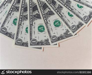 Dollar (USD) notes, United States (USA) with copyspace. Dollar (USD) banknotes, currency of United States (USA) with copy space