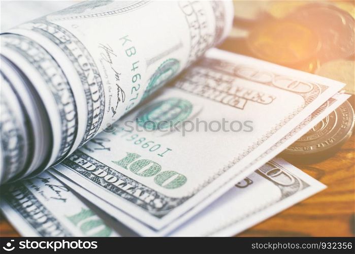 Dollars Closeup Concept. One Hundred Dollar Cash Money finance concept