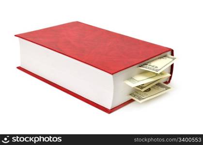 dollars in book isolated on a white