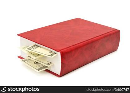 dollars in book isolated on a white