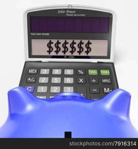 Dollars In Calculator Showing Wealth And Security