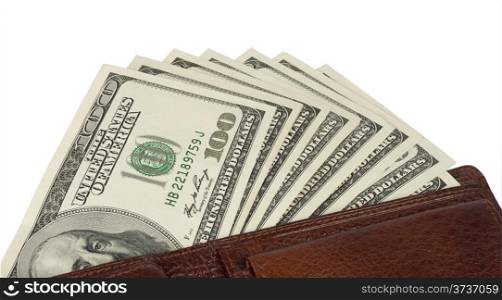 Dollars in the wallet isolated on white