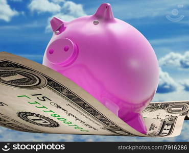 Dollars Note Pig Showing Prosperity And Investment