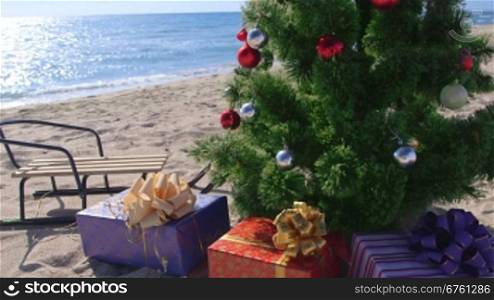 Dolly: Christmas holidays on the beach resort background