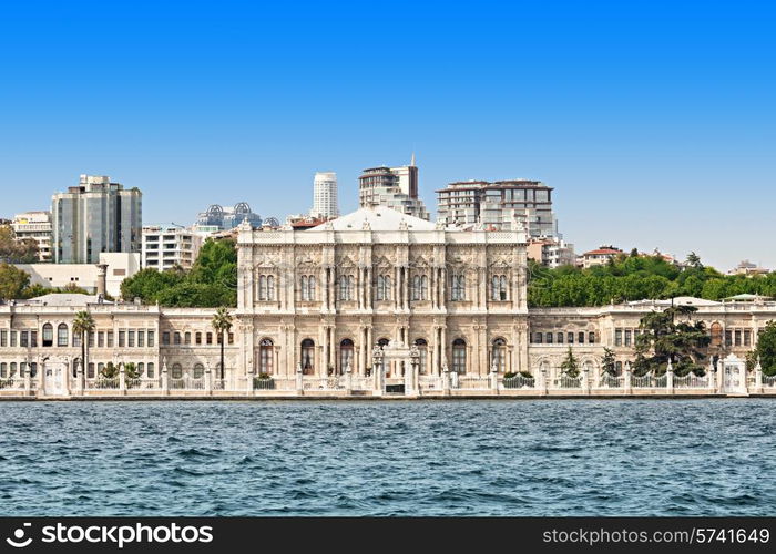 Dolmabahce Palace in Istanbul, Turkey (view from Bosporus strait)