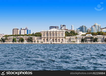 Dolmabahce Palace in Istanbul, Turkey (view from Bosporus strait)