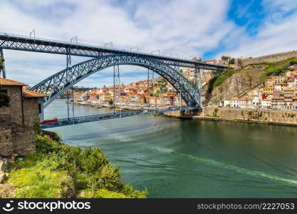 Dom Luis I bridge in Porto in Portugal in a summer day